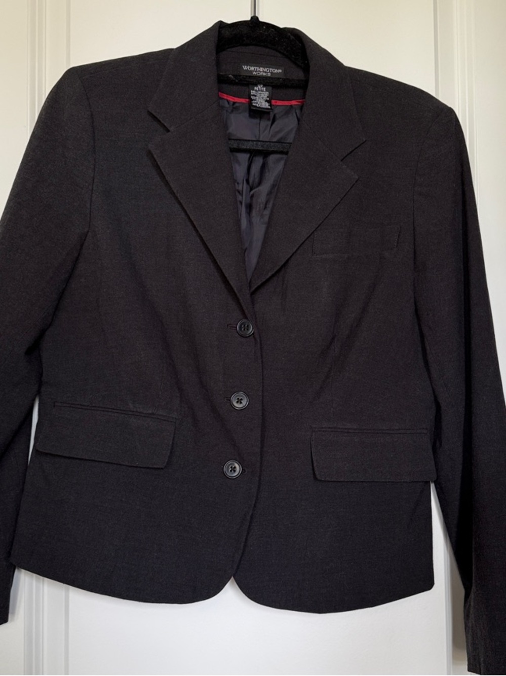 Worthington Women's Charcoal Gray Tailored Three-Button Blazer